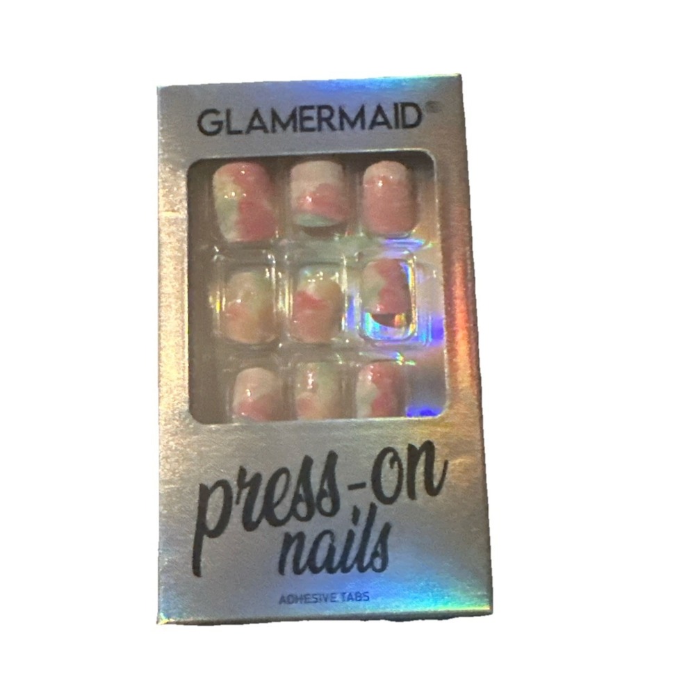 New GLAMERMAID Press on Nails Spring Ombre Nude Pink Rainbow 24Pcs  Reusable